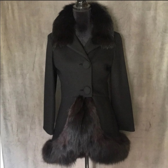 Sandi Monica Jackets & Blazers - SANDI MONICA Vintage 60’s Mod Retro Fur Coat Wool